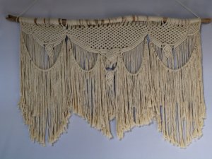 handmade macrame hang wall large ecru